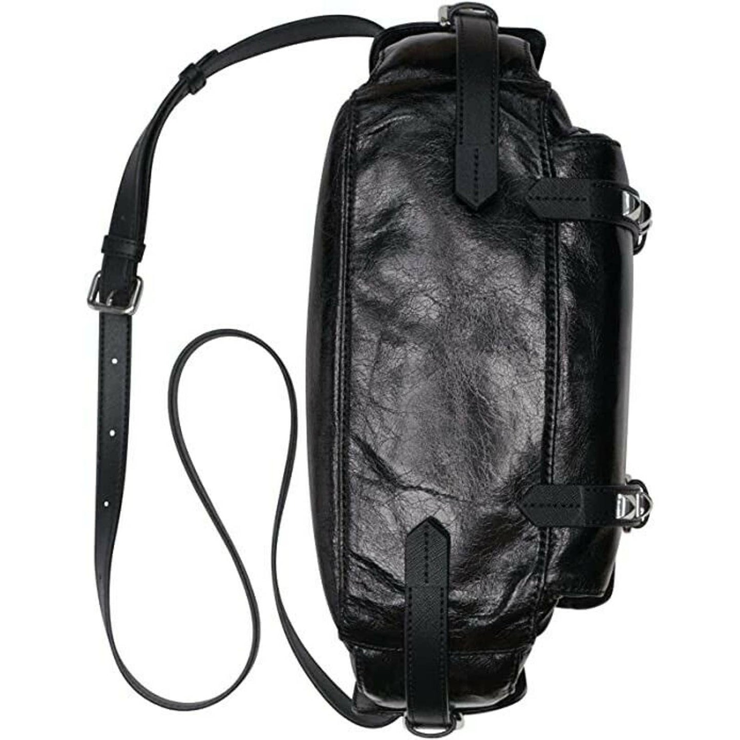 DKNY LADIES NAOMI LEATHER MESSENGER SHOULDER BAG BLACK