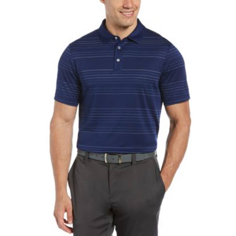 PGA Tour Men's Navy Blue Striped Polo Golf Shirt