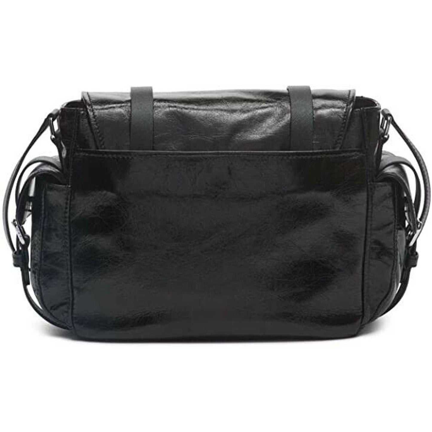 DKNY LADIES NAOMI LEATHER MESSENGER SHOULDER BAG BLACK