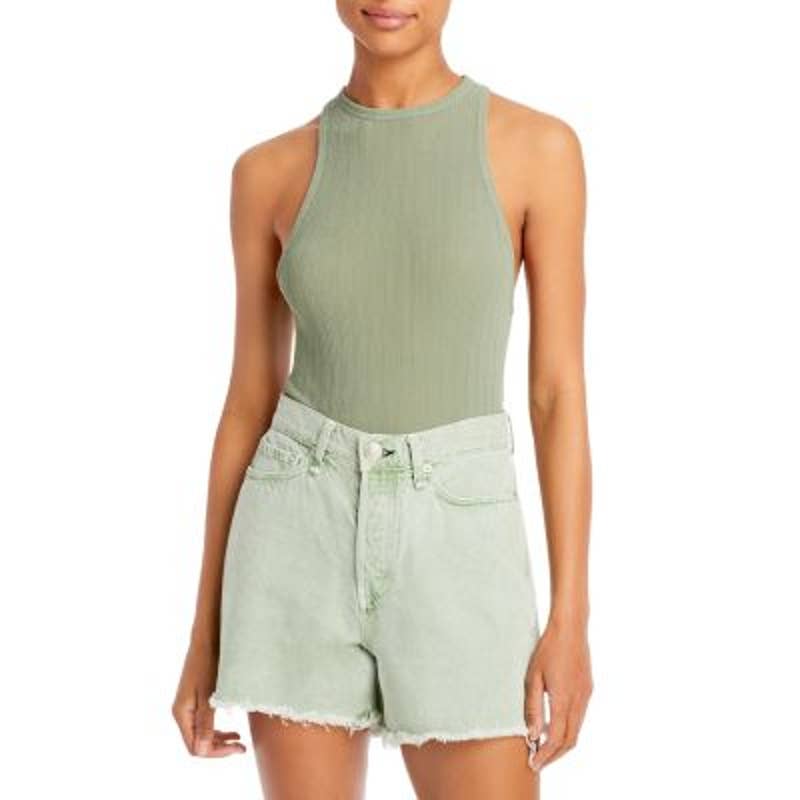 Rag & Bone Ladies Ribbed Green Fog "Zoe" Racerback Tank Top