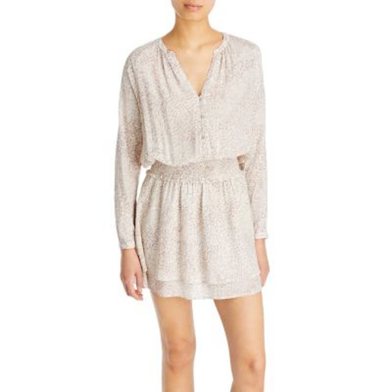 Rails Ladies White & Tan Watercolor Leopard Print "Jasmine" Mini Dress