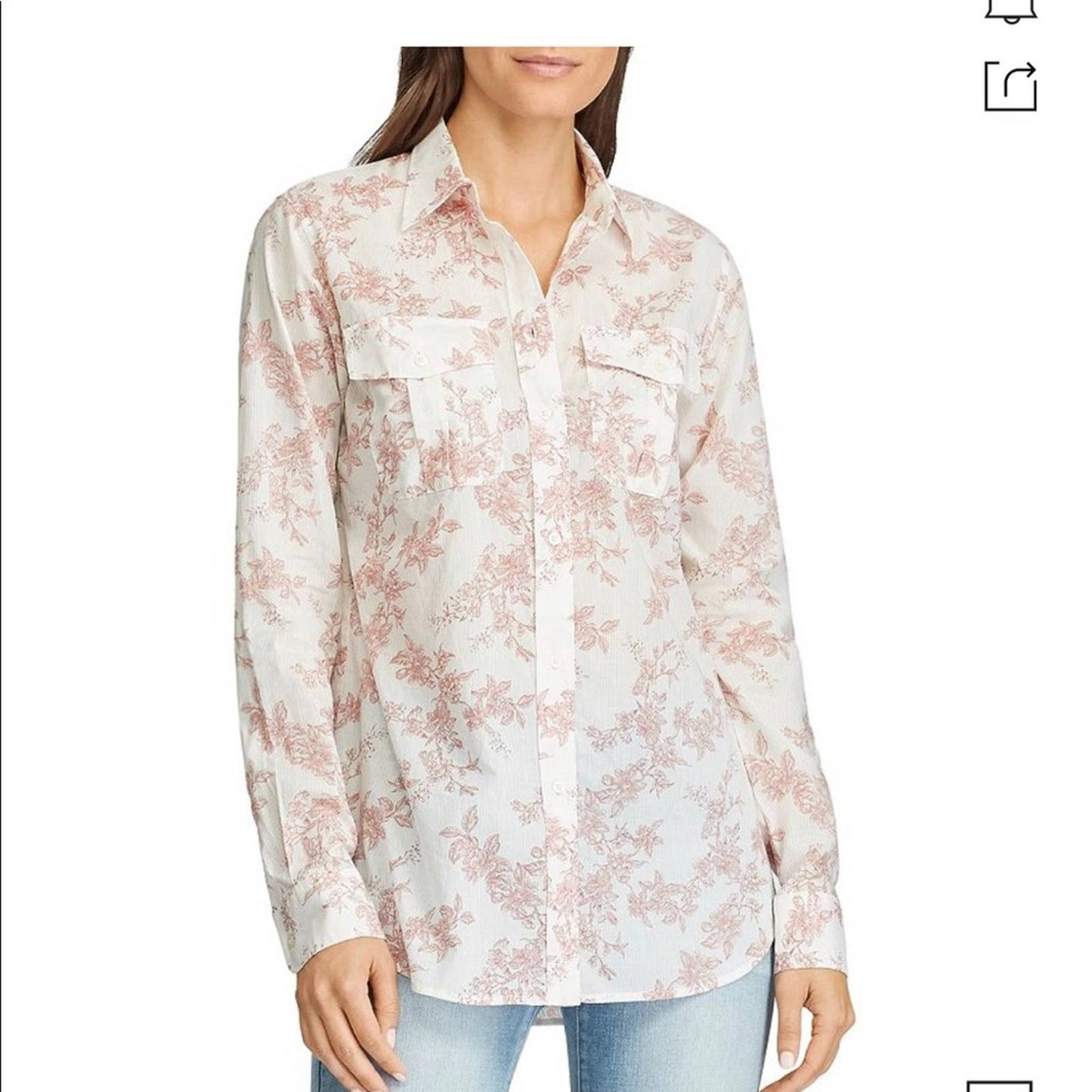 Ralph Lauren Pinstripe Floral “Courtenay Oxford” Blouse
