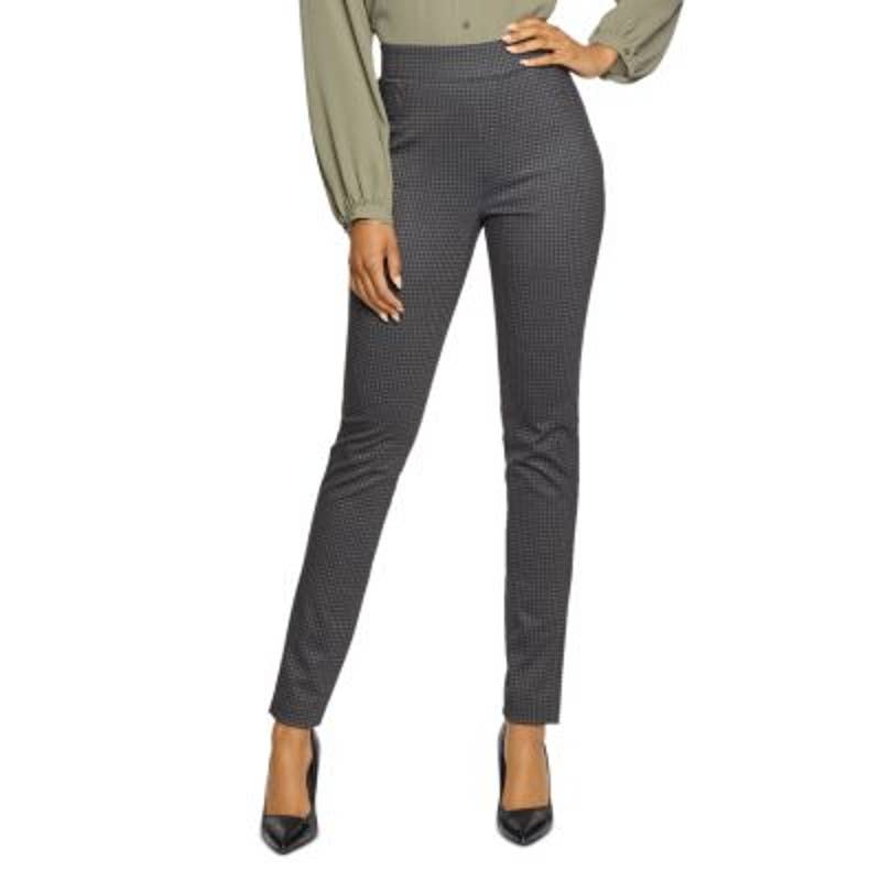 NYDJ Ladies Deep Navy Blue & Yellow Checkered "Watkins" Modern Legging Pants