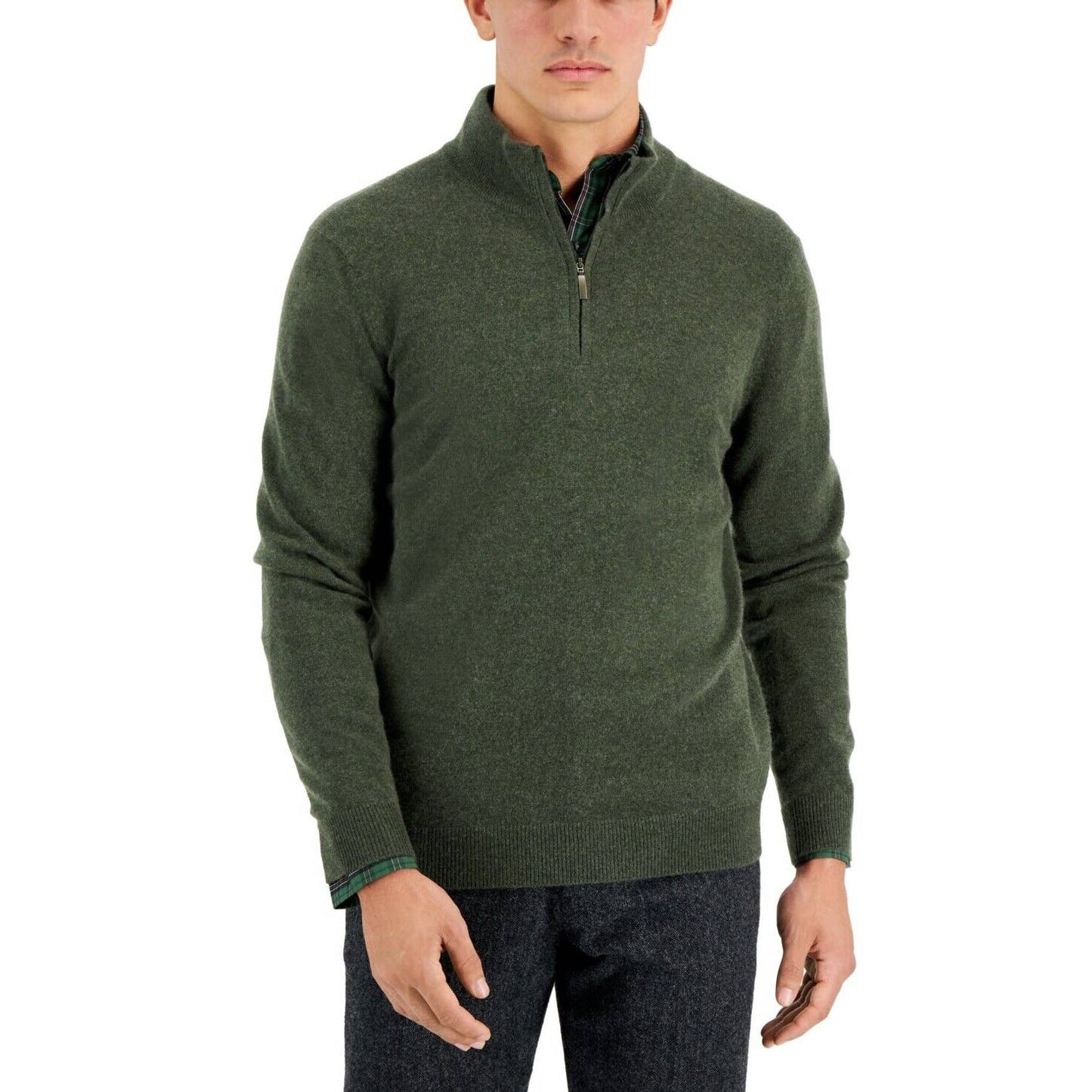Club Room Men's Olive Green Heather Cashmere Sweater