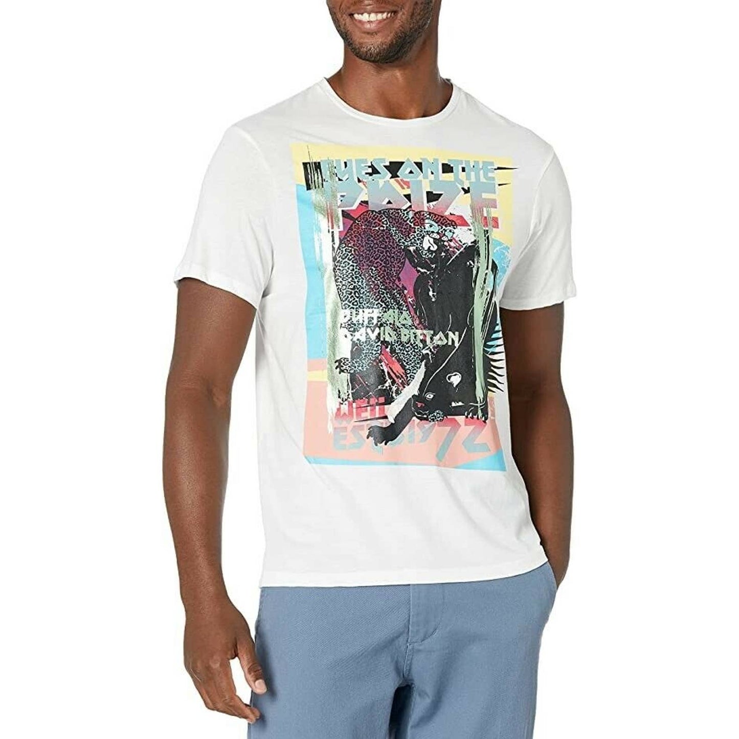 BUFFALO DAVID BITTON, Men's White Jungle Cat Graphic Tee Shirt