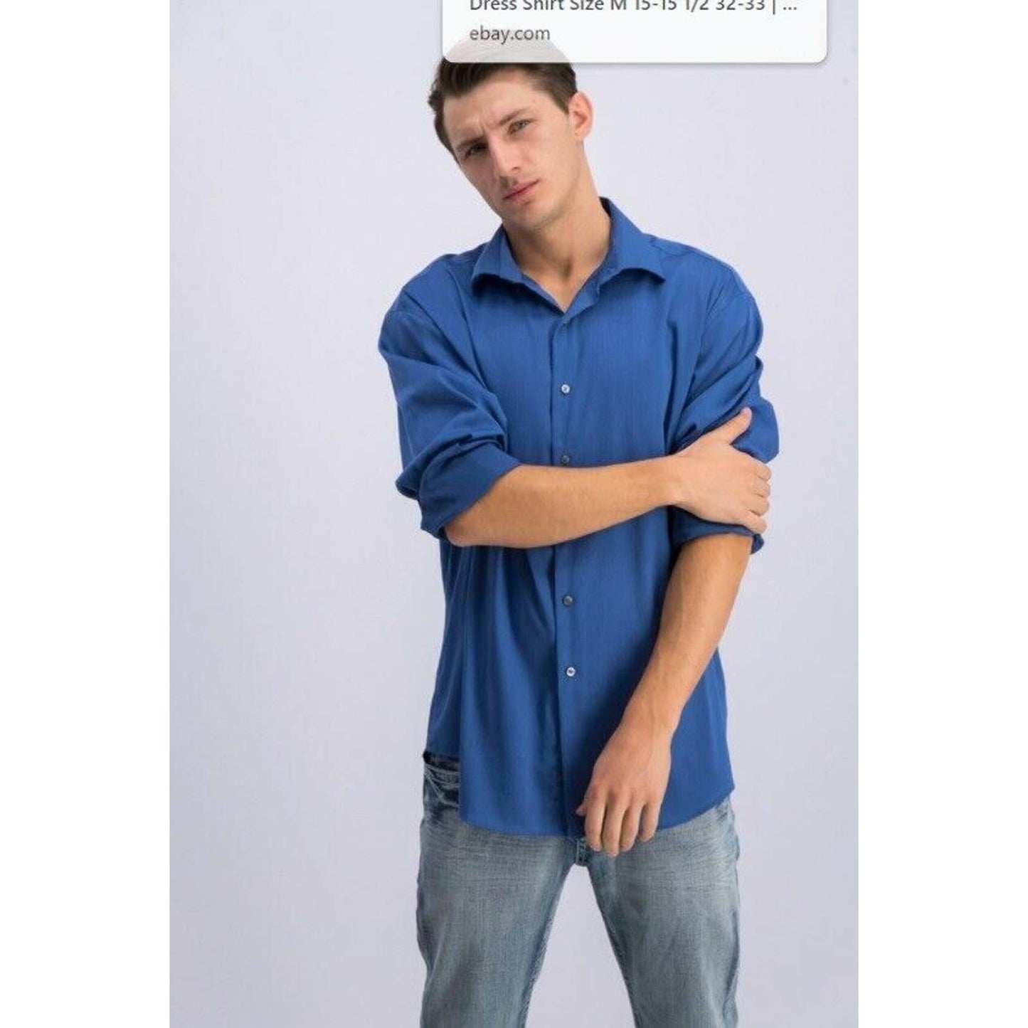 ALFANI, Men's Dark Blue Pinstriped Fashion Button Up Shirt
