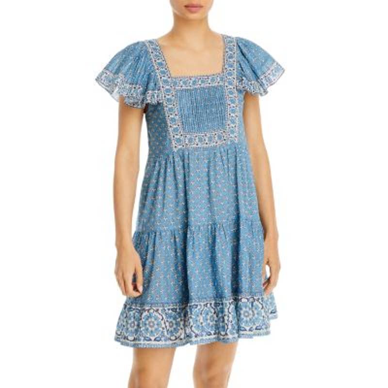 SEA Ladies Blue & White Floral Print "Fernanda" Apron Dress