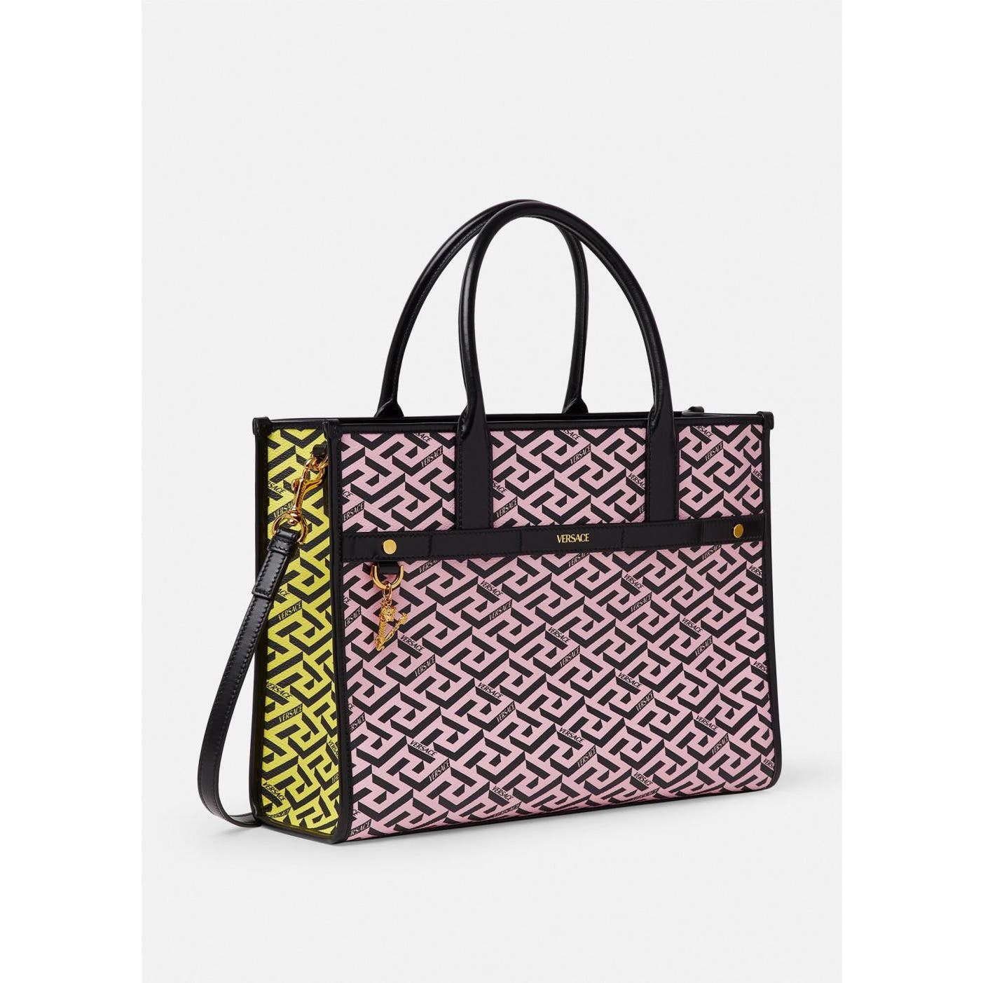 Versace La Greca Signature Tote Bag Pink+Lilac+Yellow