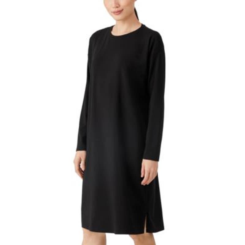 Eileen Fisher Ladies Black Boxy Oversized Long Sleeve Tee Shirt Dress