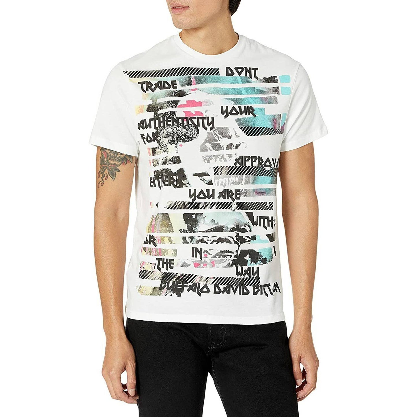 BUFFALO DAVID BITTON, Men's White Graphic Tee Shirt, "Authenticity"