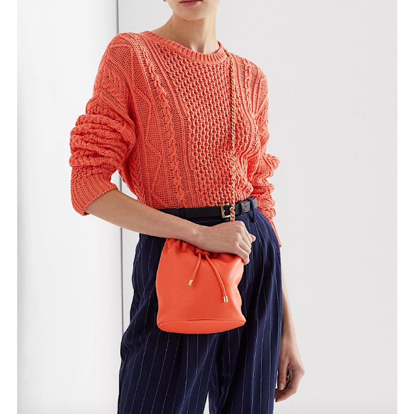 Lauren Ralph Lauren Nappa Leather Medium Emmy Bucket Bag Portside Coral