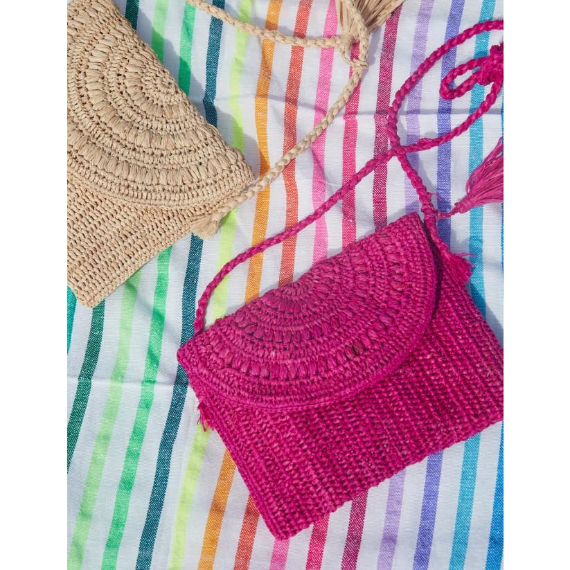 MAR Y SOL NAOMI CROSSBODY BAG HOT PINK STRAW