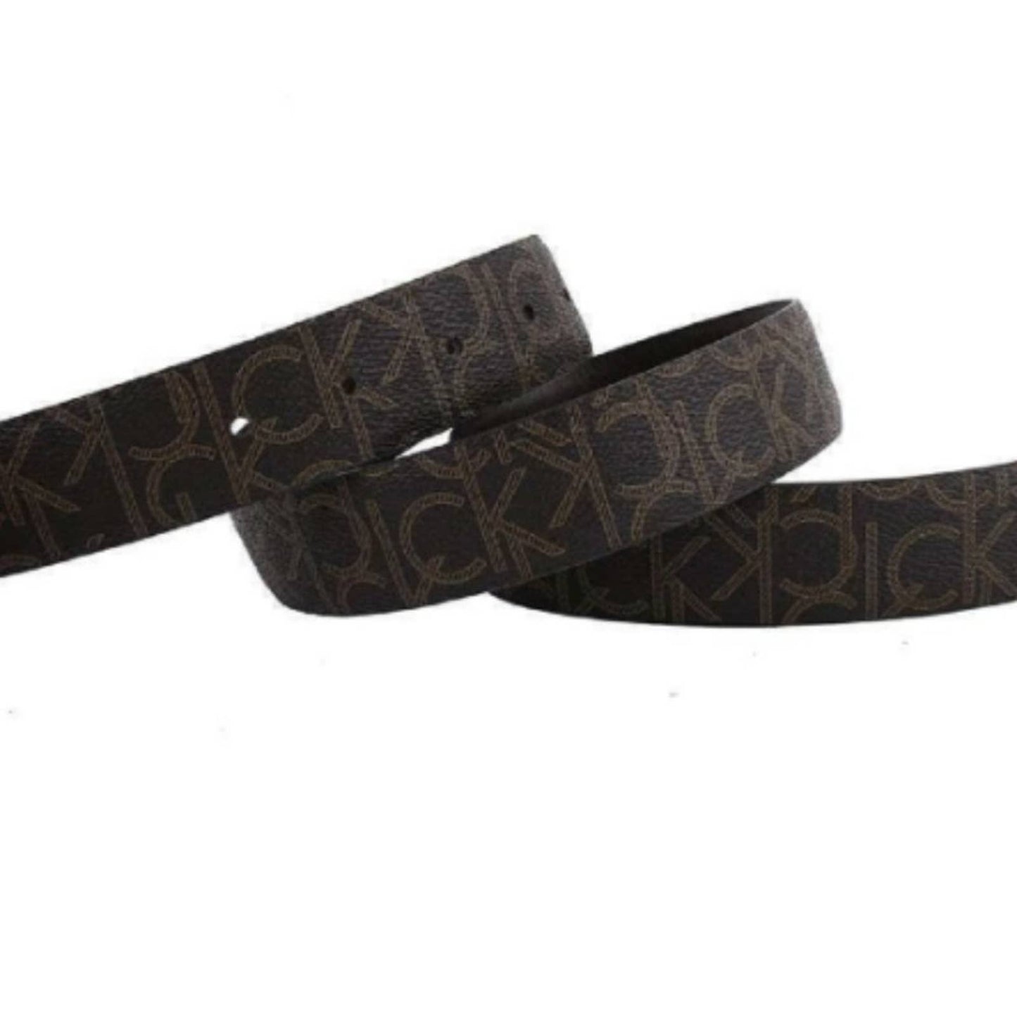 Calvin Klein Ladies Brown Monogram Signature Belt w/ Silver Buckle