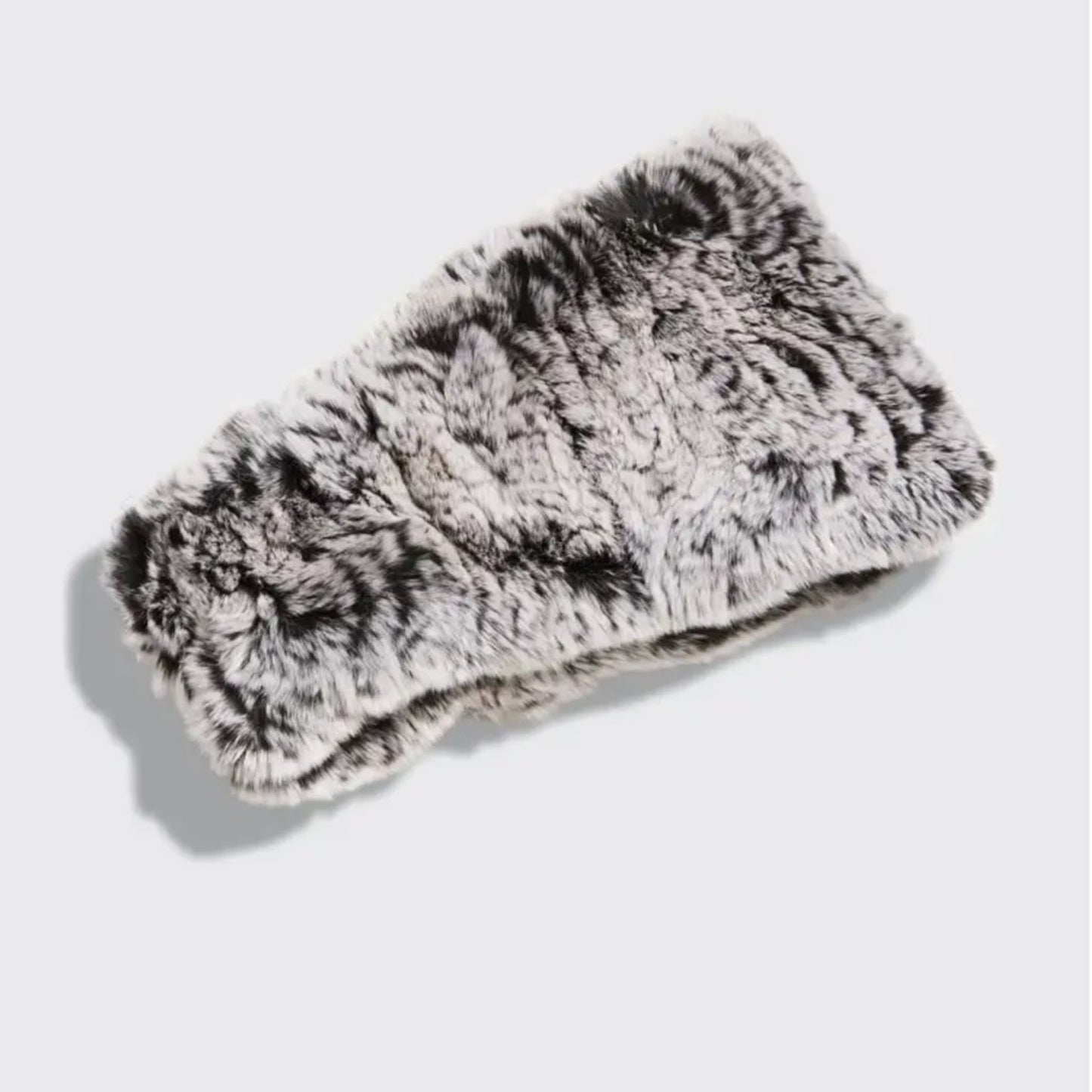Surell “Black Frost” Headband Scarf, Rabbit Fur
