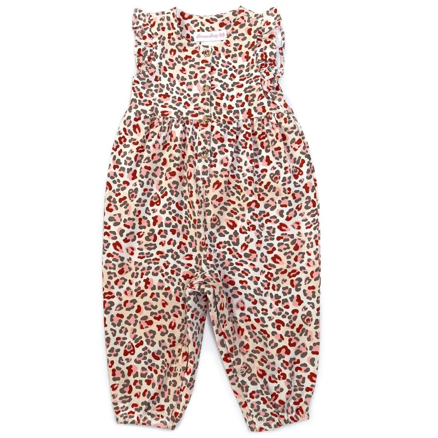 Bonnie Jean Baby Girls Flutter-Sleeve Animal-Print Jumpsuit
