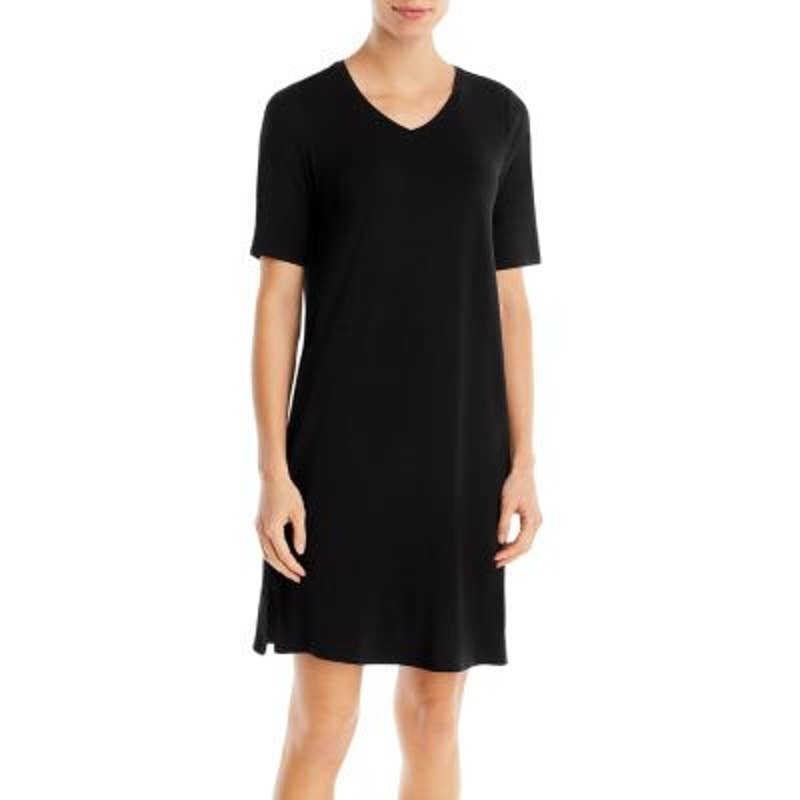 Eileen Fisher Ladies Black Short Sleeve V-Neck Tee Shirt Dress
