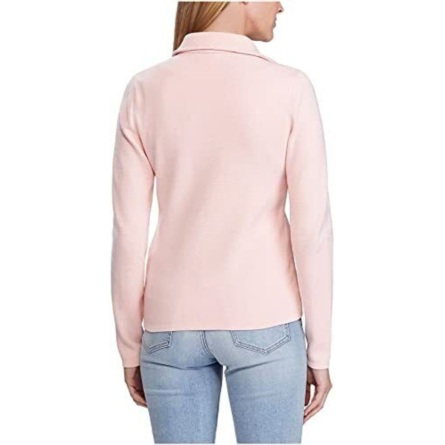 Ralph Lauren Pale Pink Knit Moto Jacket w/ Pockets, Size Large
