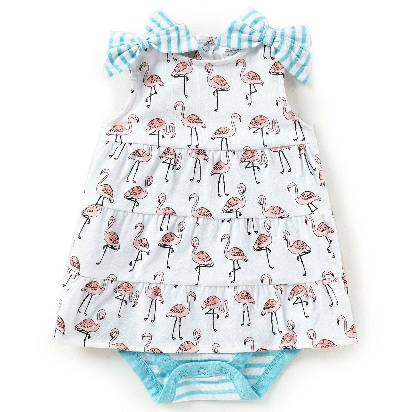 STARTING OUT 3 Month, Summer Flamingo/ Stripes One Piece Girls Outfit