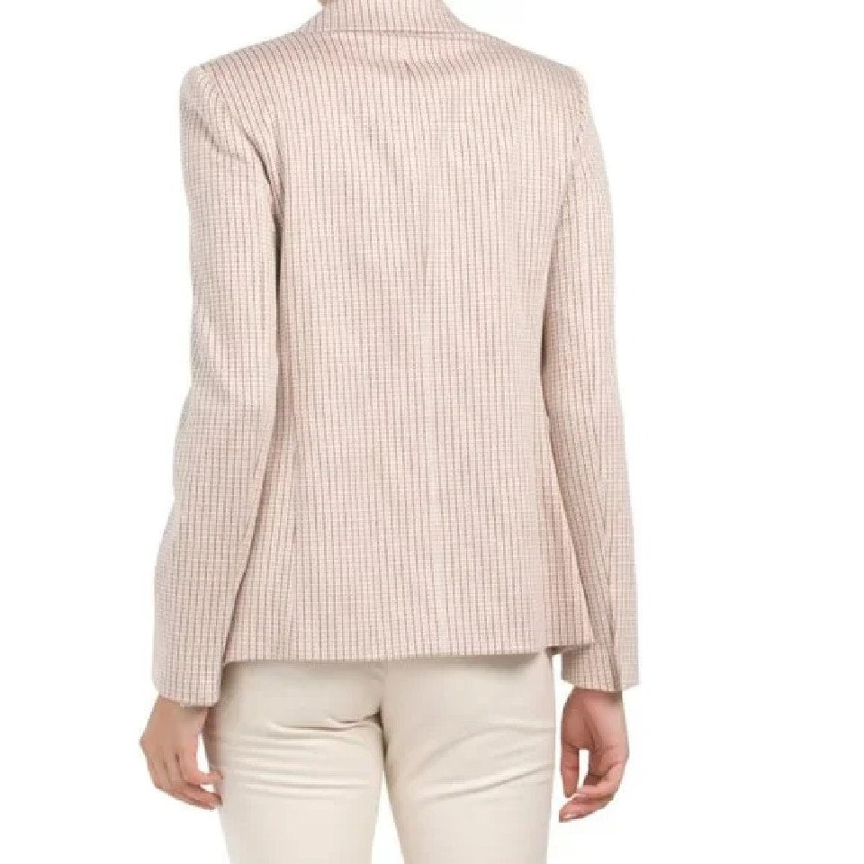 THEORY Women's Staple Stratton Knit Blazer in Blush Pink Multi Houndstooth, 12