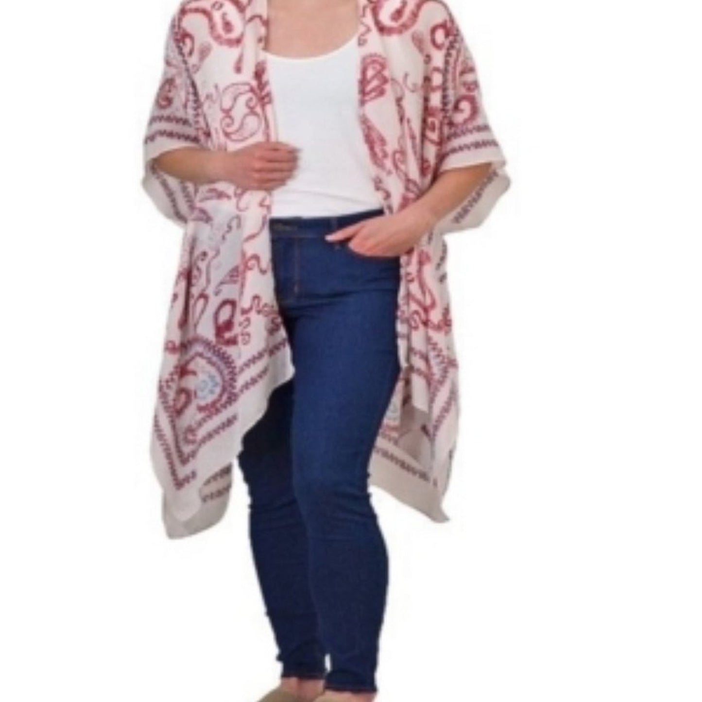 Save the Ocean Apparel Company Sheer Red & Blue Kimono, One Size