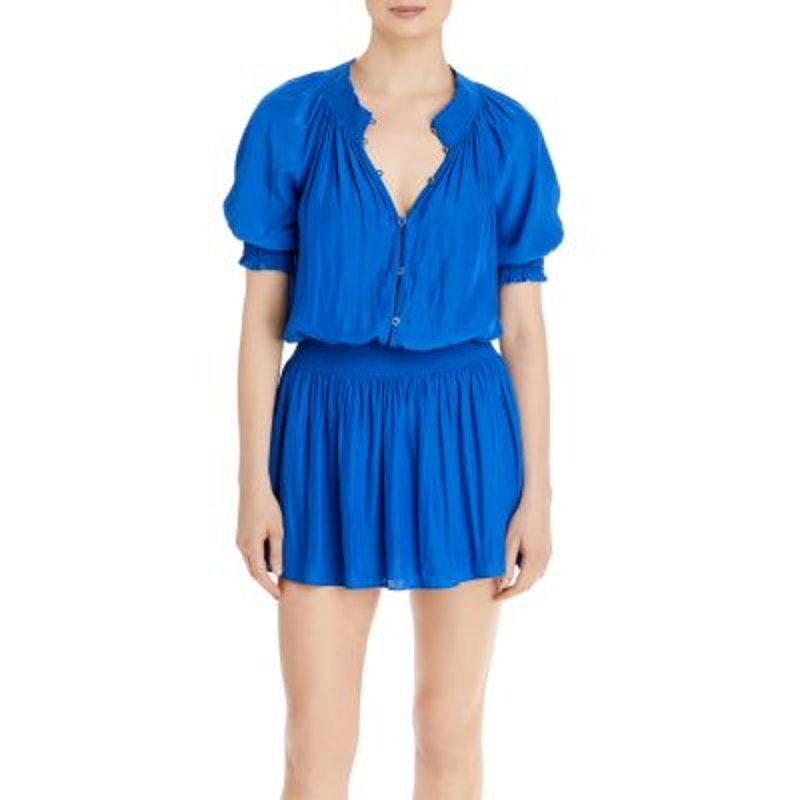 Ramy Brook Ladies Royal Blue "Pierre" Smocked Waist Mini Dress, Size Small, NWT!