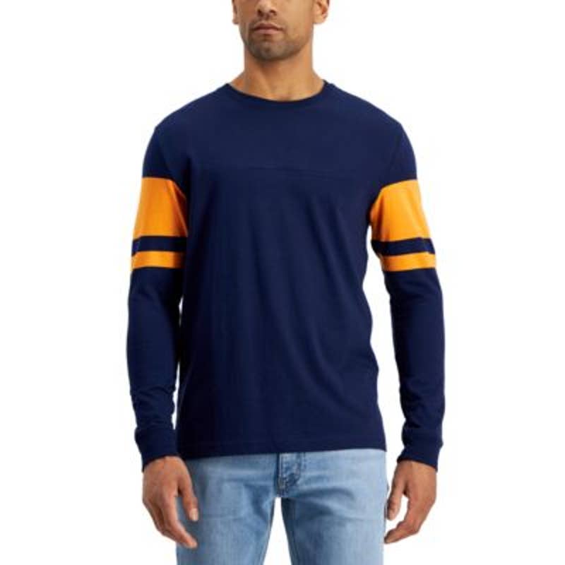 Club Room Men's Football T-Shirt Navy Blue & Orange