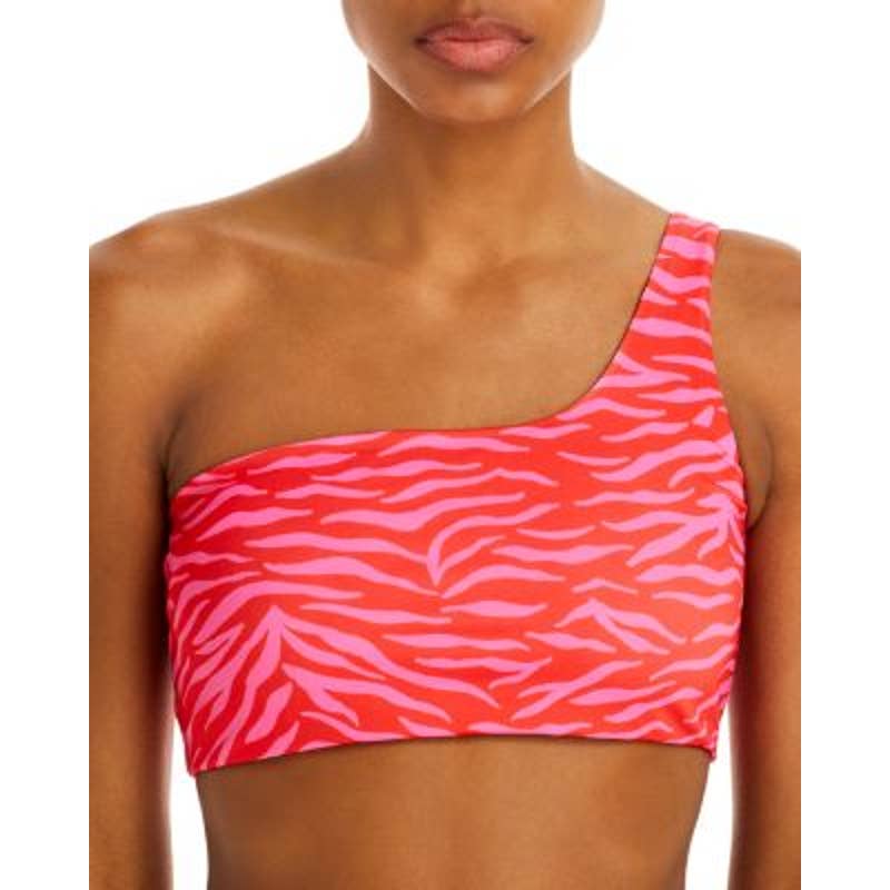 Peixoto Ladies Hot Pink & Orange Zebra Print One Shoulder "Theo" Bikini Top