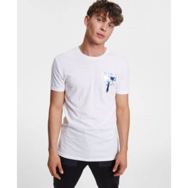 Karl Lagerfeld Men's White T-Shirt w/ Blue Decal