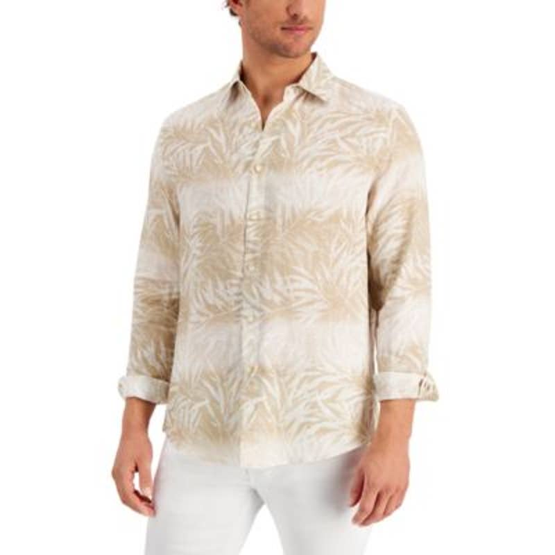 Club Room Men's Regular Fit Sandy Palms Button Down Shirt