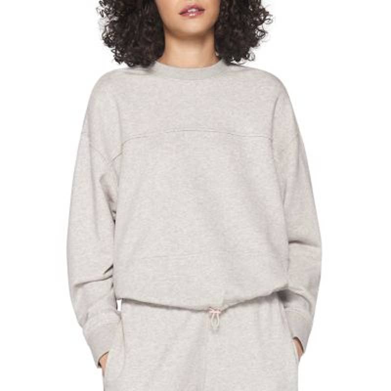 Spiritual Gangster Ladies Light Gray Crewneck "Canyon" Sweatshirt w/ Drawcord