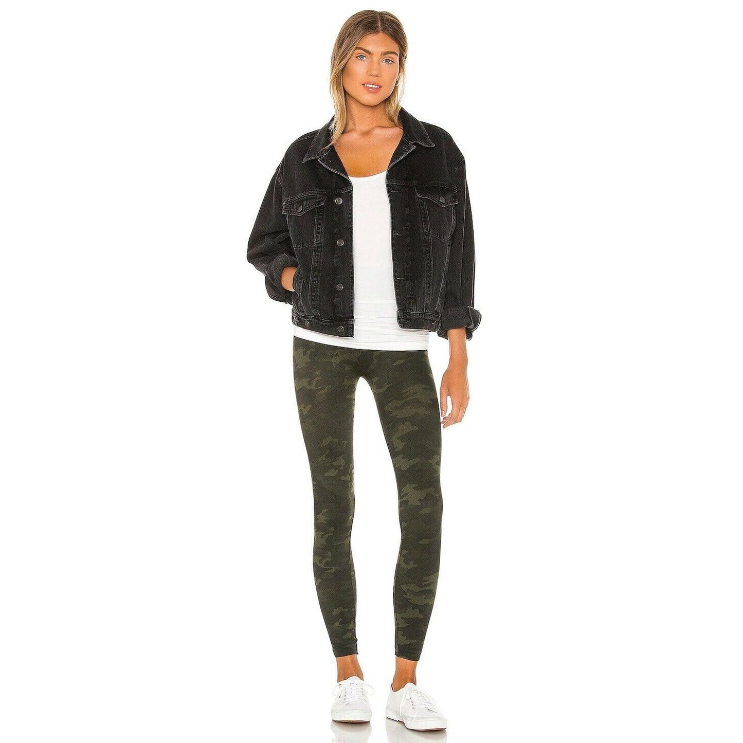 SPANX Ladies Look At Me Now Tummy Control Leggings Green Camo