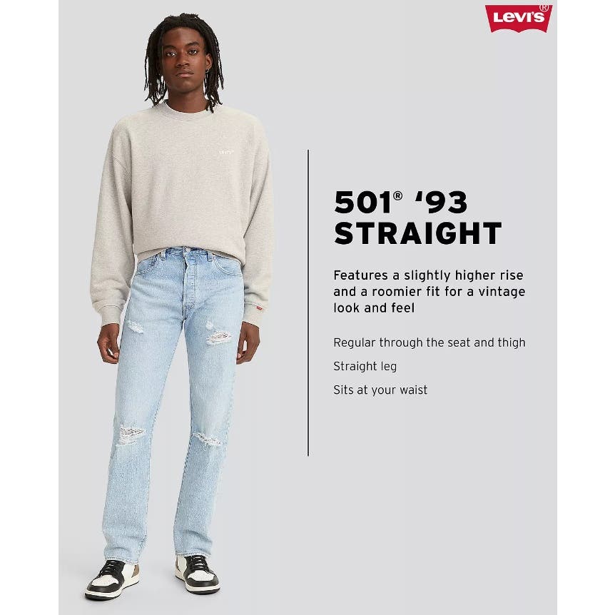 Levi's Men's 501 Jeans No Problemo Destructed Medium Wash