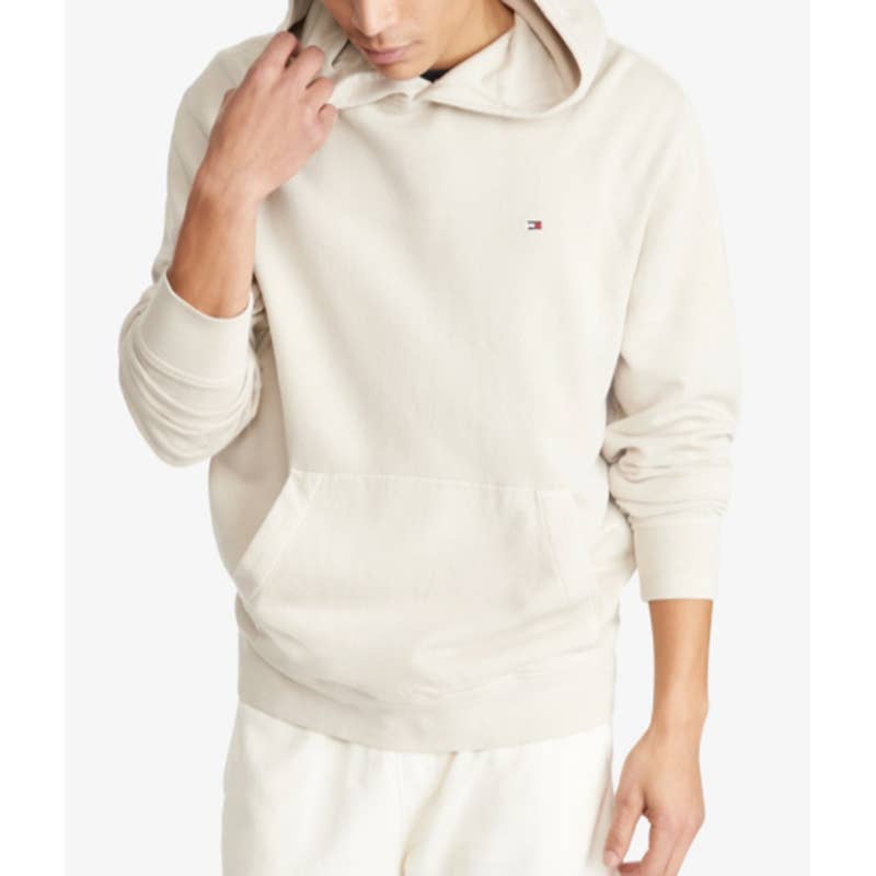 Tommy Hilfiger Men's Garment Dyed Hoodie, Light Hay Tan