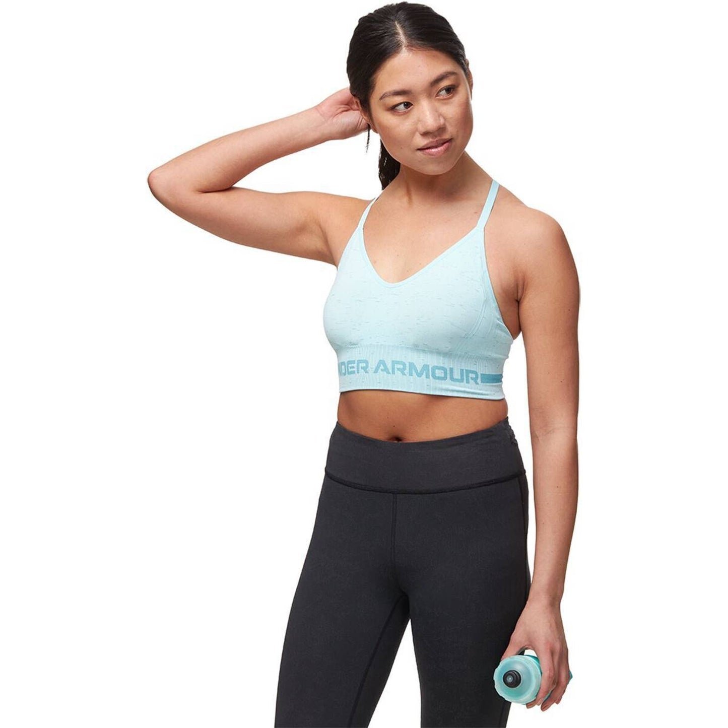 Under Armour UA Seamless Cross-Back Low-Impact Sports Bra Breeze Cosmos Aqua NWT
