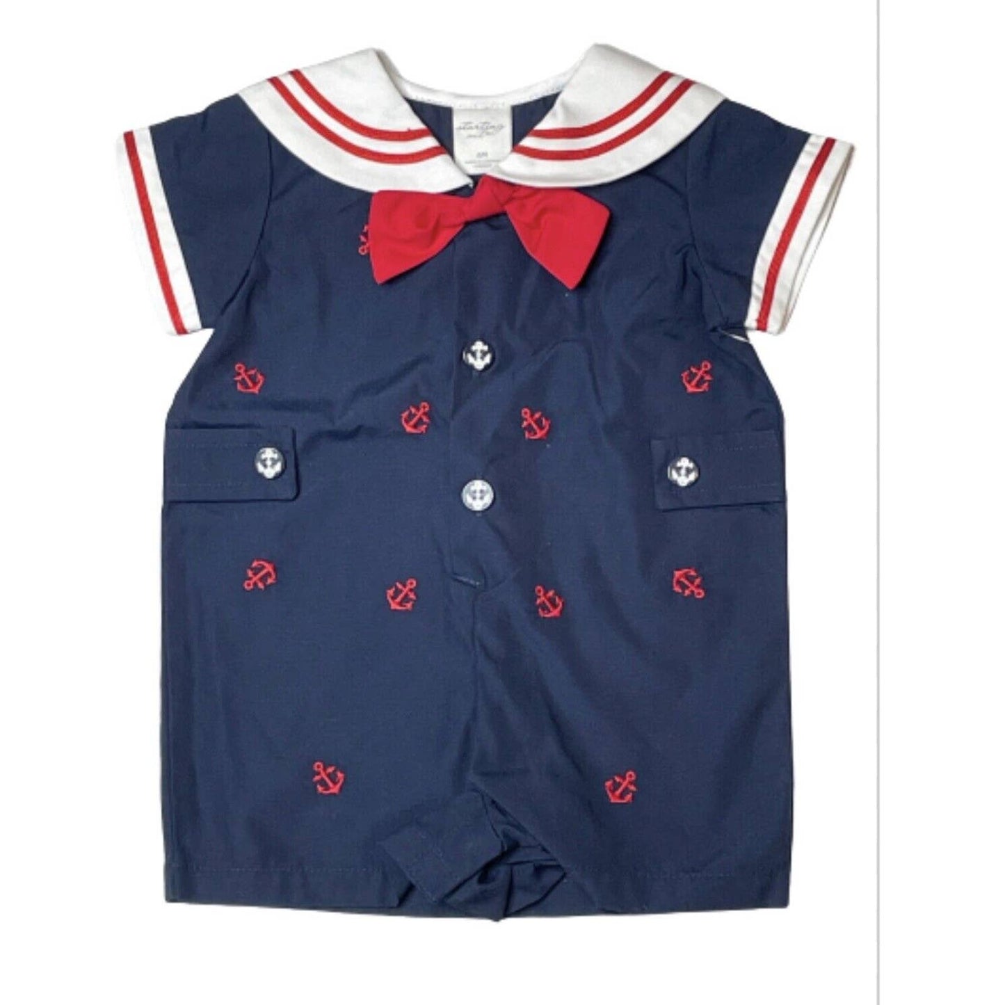 STARTING OUT Baby 6 Months Summer Sailor Anchor 1 Piece Navy Romper