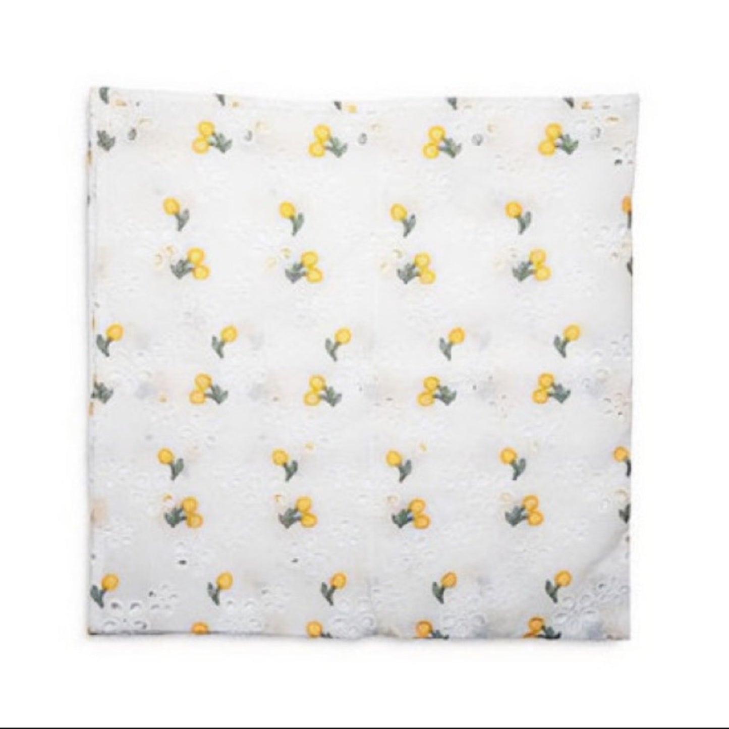 Lele Sadoughi White, Green, & Yellow Floral Lemon Square Scarf