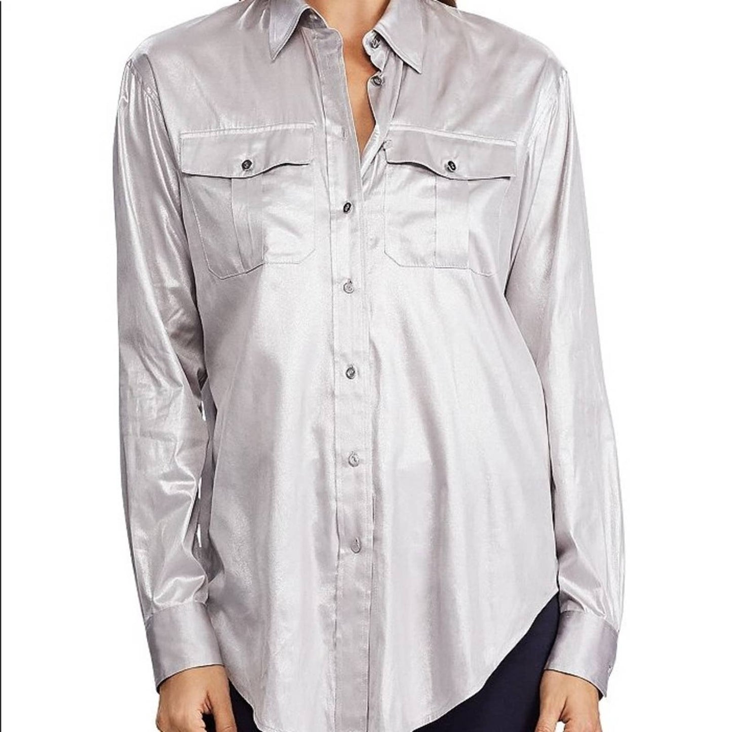 Ralph Lauren Shimmer Button Front Blouse