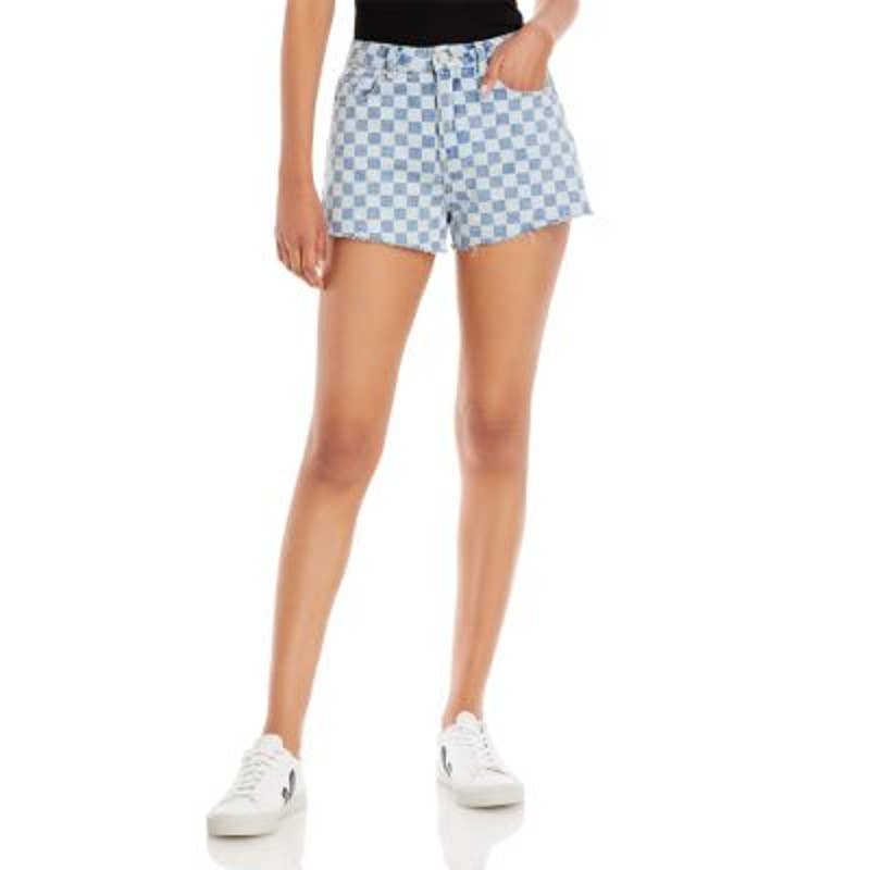 AQUA Ladies Checkered Denim Cutoffs, Jean Shorts