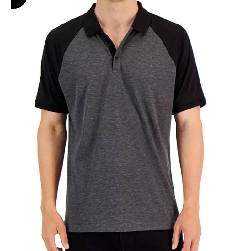 ALFANI Men's Dark Gray & Deep Black OPD Polo Shirt
