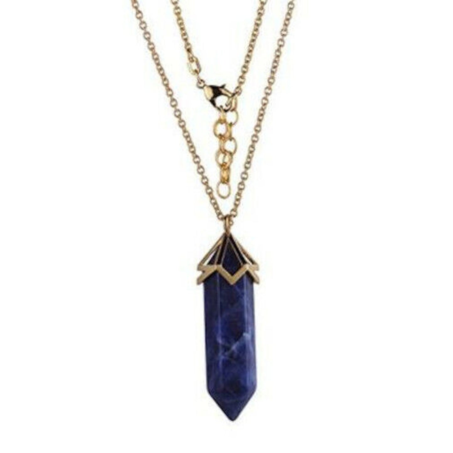 MACY'S Genuine Blue Sodalite Pendant Necklace w/ Silver Hardware/Chain