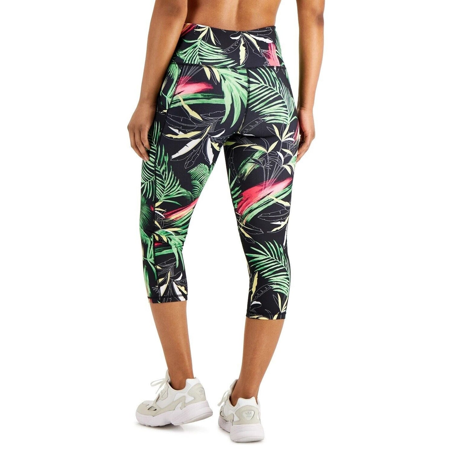 ID Ideology Women's Palm-Print Cropped Leg Palms Black