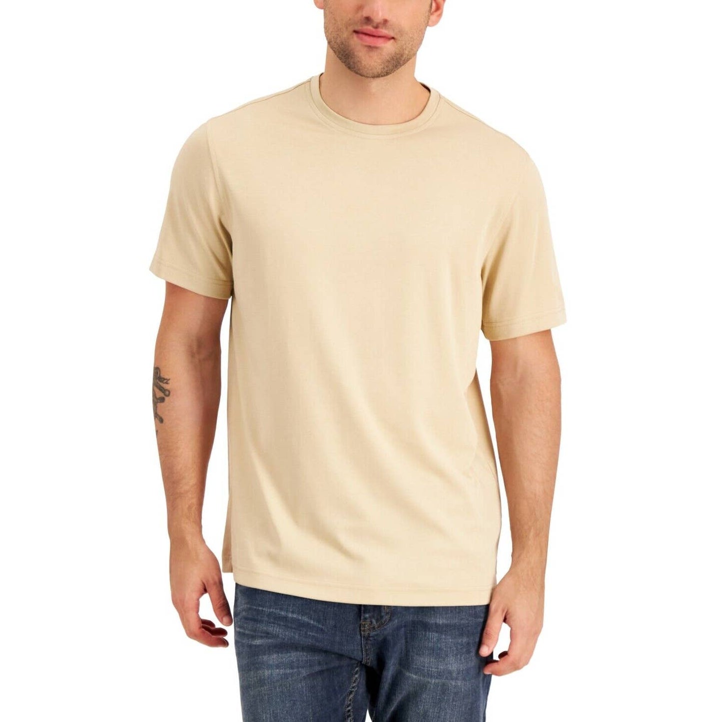 ALFANI Men's Solid Safari Tan Tee Shirt