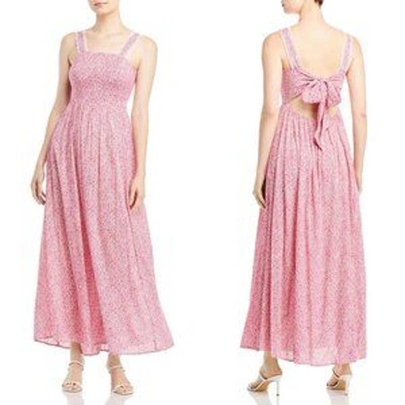 1. STATE Ladies Passion Pink Ditsy Floral "Riviera" Sleeveless Maxi Dress