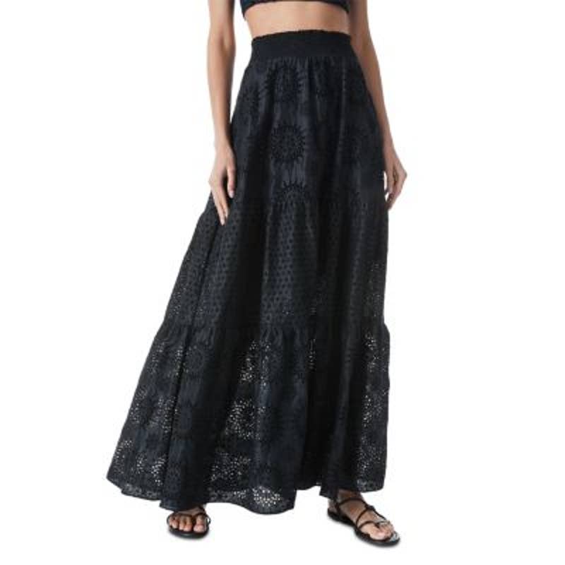 ALICE + OLIVIA Ladies Black Basic Panelled Eyelet Maxi SKirt, "Reise"
