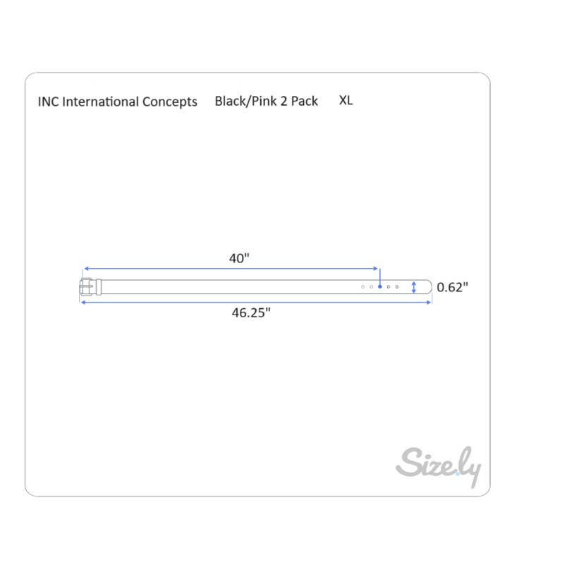 INC International Concepts 2 Pack Skinny Belts, Solid Black, Pink Shimmer