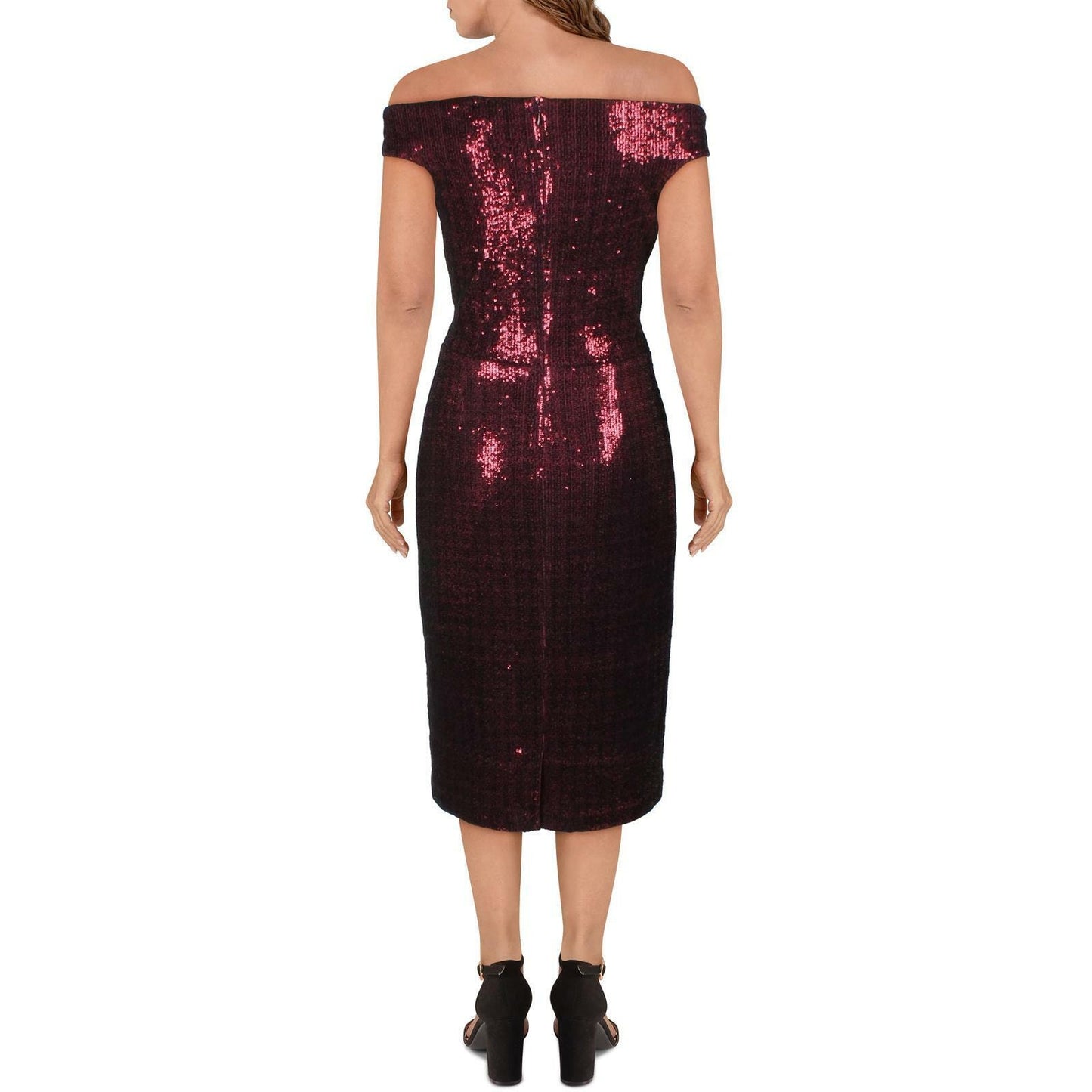 Ralph Lauren Wine Red Burgundy Sequin Cocktail Dress, “Maralyse”