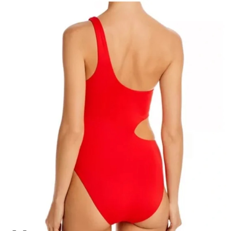 AQUA Swim Ladies Red One Piece Swim Suit w/ Side Coutout, Size Medium