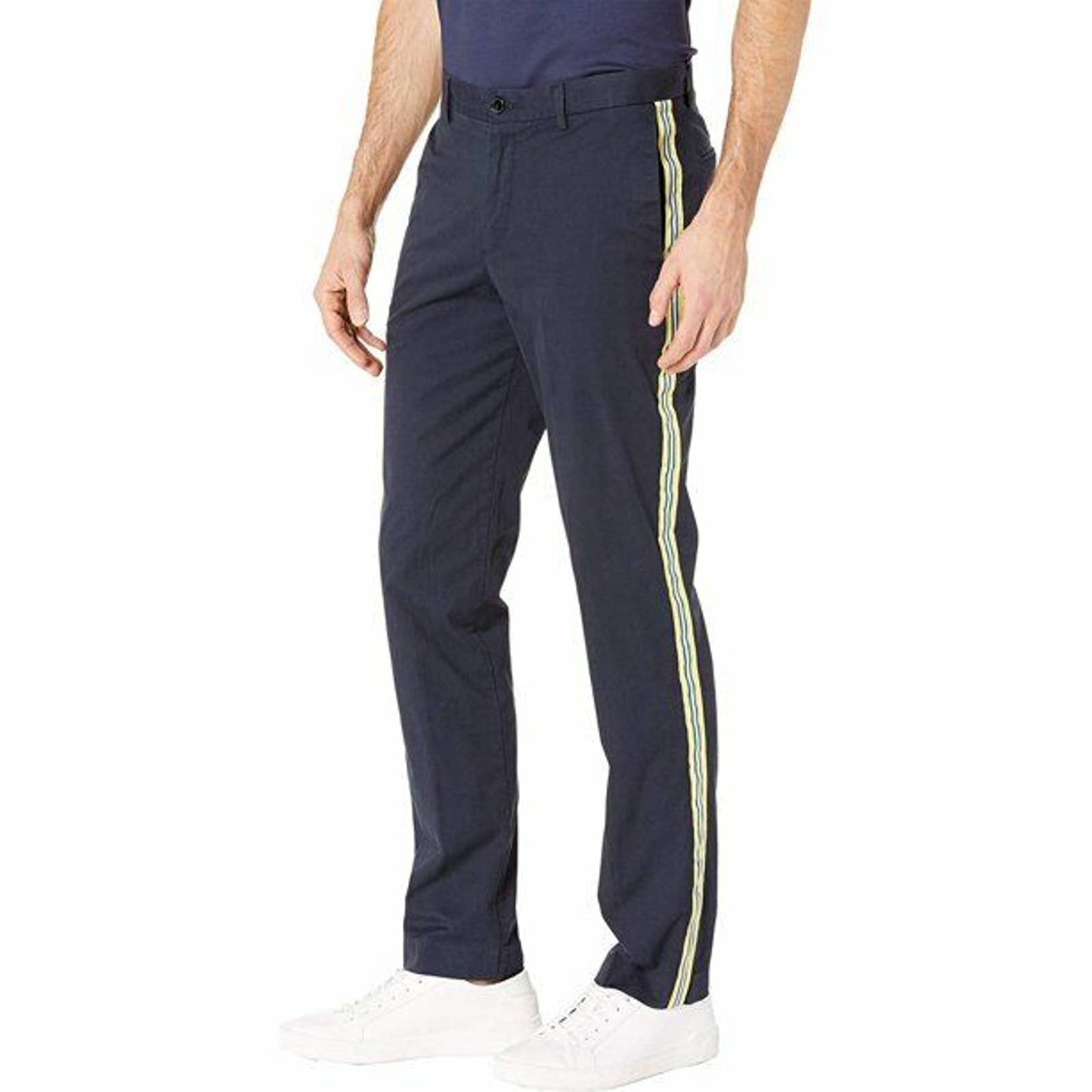 CALVIN KLEIN, Modern Collegiate Navy Blue & Yellow Sky Captain Pants