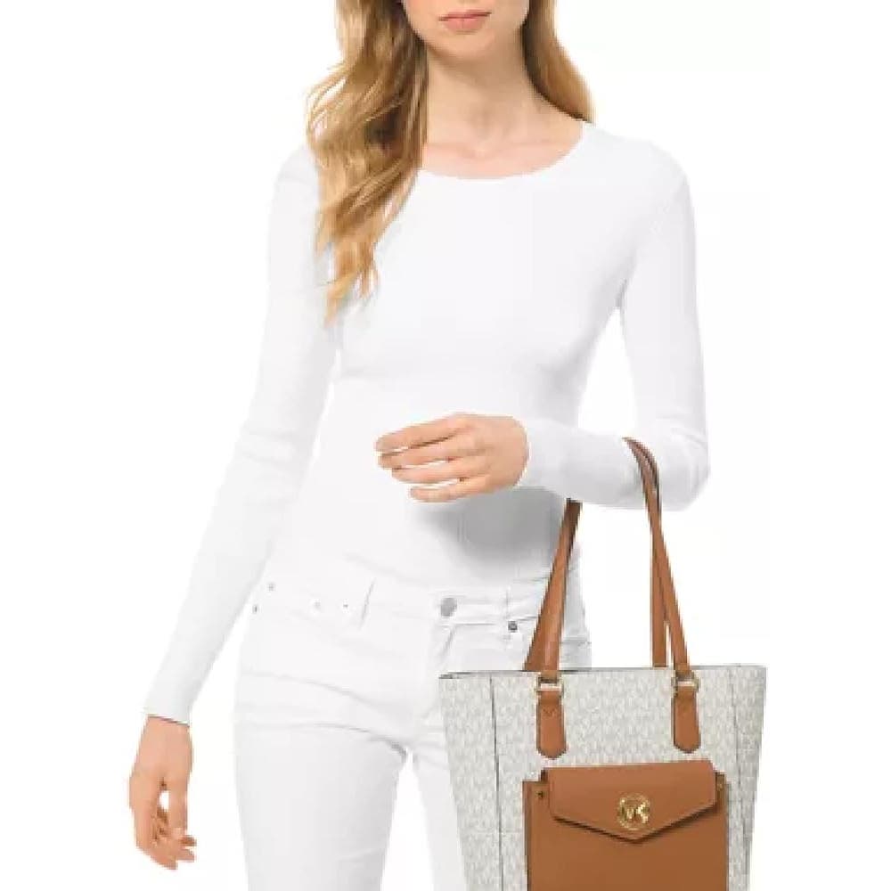 Michael Kors Joey Medium Pocket Tote Vanilla Acorn Gold