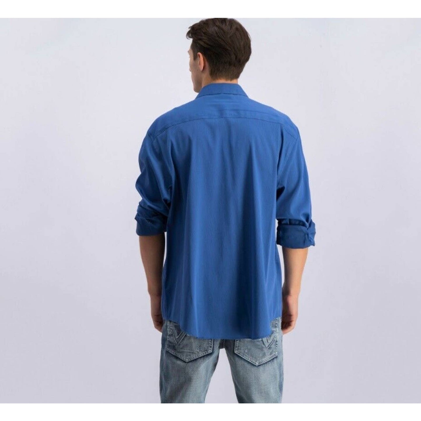 ALFANI, Men's Dark Blue Pinstriped Fashion Button Up Shirt